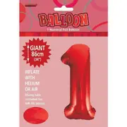 Number 1 Foil Balloon - Red