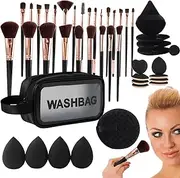 Makeup Brushes and Sponges Set - Pack of 47 Makeup Brushes with Case | Women Cosmetic Tools, Portable Eye Make up Sponges, Foundation Applicator for Women