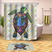 Colorful Drawing Turtle Shower Curtain
