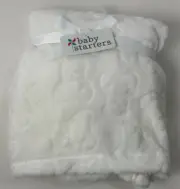 NWT Baby Starters White Embossed Teddy Bear Pattern Super Soft Plush Blanket