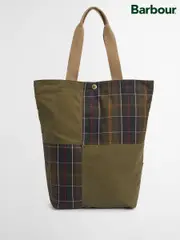 Barbour® Khaki Green Transport Patchwork Tote 100% Cotton Bag (AB9034) | $208