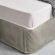Bed Skirt Valance Corrugated Seersucker Pattern (Queen, Brown)