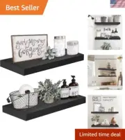 24 inches Long Wall Shelf 24 x 9 inch Set of 2, Black 008-60B