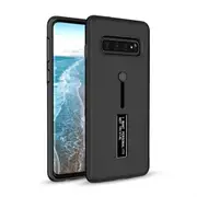 Shockproof Frosted TPU + PC Protective Case for Galaxy S10, with Holder (Black)