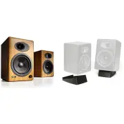 Audioengine A5+ Wireless Bookshelf Speakers with DS2 Speaker Stands (Bamboo)