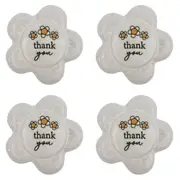 4x Urban Thank you Daisy Stone Ceramic White 8cm Gift Keepsake Present Set