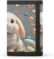 [QMKFWT] Cute Easter Bunny Casual Wallet Credit Card Holder Premium Document Organizer Case for Men And Women