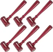 SOPOTUTU Halloween Mini Judge Gavel Toy 6pcs Wooden Judges Hammer Set for School Plays Courtroom Drama Legal Students