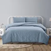Ardor Lottie Bluebell Pinsonic Embossed Quilt Cover Set