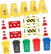KOMBIUDA 1 Set Educational Traffic Sign for Includes Miniature Traffic Cones Road Signs Barricades for Pretend Play Learning
