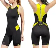[Santic] Women's Triathlon Suit Tri-Suit with Padded One-Piece Sleeveless Swimsuit Quick-Dry Back Zipper