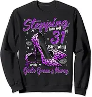[X.Style] High Heels Stepping Into My 31st Birthday 31 and Fabulous Sweatshirt ds1110 Sweater (M) Black