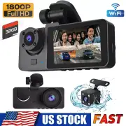 32G Car 3 Lens Car DVR Camera Dash Cam Front/Rear/Inside Video Recorder G-Sensor