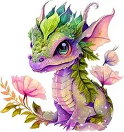 Fabric Panel 8''x8'' Floral Dragon 100% Cotton Quilting Fabric Squares Panel AM1415