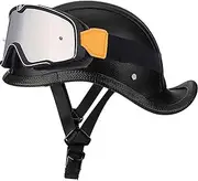 Motorcycle Helmet Motorcycle Open Face Helmet with Large Frame Goggle Lightweight Half Shell Helmet for Men Ladies Cruiser Scooter Street Racing Helmet DOT/ECE Approved