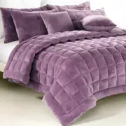 New Augusta Faux Mink Comforter Set - Lilac - Super King