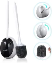 Ecoco Silicone Water Drop Toilet Brush Holder Set Wall-Mounted Cleaning Brush To