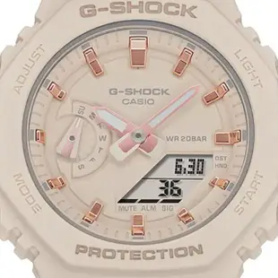 【CASIO 卡西歐】G-SHOCK 簡約輕薄 櫻花粉 八角形錶殼 GMA-S2100-4A_42.9mm