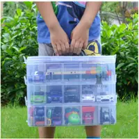 在飛比找蝦皮購物優惠-大30格兒童合金車玩具箱 三層透明收納盒