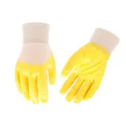 bulk 24 Yellow Nitrile Garden Gloves Coated w Interlock Liner 2 Sizes Hand Protection