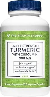 Triple Strength Turmeric with Curcumin 900mg, Supports Joint Mobility Provides Antioxidant Benefits 5mg Bioperine to Enhance Nutrient Absorption Once Daily (120 Capsules) by the Vitamin Shoppe