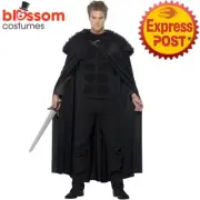 CA272 Mens Dark Barbarian Jon Snow Game of Thrones Cloak Cape Medieval Costume