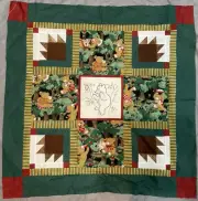 Hand embroidered pieced bear honeypot decorative wall quilt top