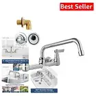 Polished Chrome Utility Sink Faucet with 9 Inch Swivel Spout & Handles
