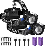 100,000LM Rechargeable LED Headlamp 40H Long Battery Life, Super Bright Sensor H