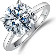 [Elio Passero] Engagement Rings for Women,925 Sterling Silver CZ Round Solitaire Engagement Ring with 18K Gold Plated,Promise Engagement Wedding Bands Couple Rings for Her 1.5/2/3/4/5CT