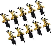 BESTOYARD 10Pcs Press Type Oil Pourers Chrome Vinegar Bottle Stoppers for Kitchen Oil Dispenser Creative Design Leakage Spouts for Cooking Giving