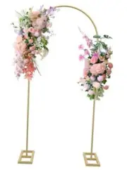 Queension Arch Backdrop Stand, Metal Wedding Arch Stand for Ceremony, 6FT Gold