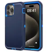 Rugged Case Shockproof Heavy Duty Cover - For Apple iPhone 15 Pro (Blue)