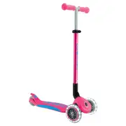 Globber PRIMO FOLD PLUS LIGHTS Scooter V2 - Fuchsia Pink / Sky Blue