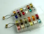 24 Rolls Assorted Fly Tying Sparkle Thread & Tinsel w/2 Bobbins - MAT204