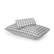 Gingham Cotton Flannelette Sheet Set - Single Bed, Grey