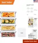 5pc Square Food Storage Container Set - Patented Airtight Seal Included