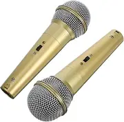 BESPORTBLE 2pcs Simulation Microphone Model Microphone Prop Practice Stage Prop Mic Music Studio Decor Fake Mic Plastic Golden