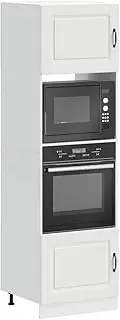 Oven Cabinets 2 pcs Lucca White Engineered Wood - Sleek Storage Solution with Adjustable Feet for Kitchen, Pantry & Closet Organization