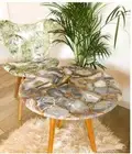 Round Agate Stone Studying Room Table with Natural Design for Bedroom Decors