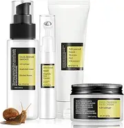 Anti Wrinkle & Repair Face Skin Care Gift Set With Face Cleanser, Serum, Face Cream, Eye Cream, 4 PCS Peptides Snail Mucin Kit Travel Size For Women.