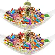 VERONLY 2 Pack Stuffed Animal Toy Storage Net Hammock Corner, Large Kids Toy Holder Hanging Organiser Net for Teddy Bear, Doll, Kids Bedroom, Playroom, Nursery Room (White)