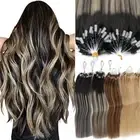 Balayage Thick Micro Loop Ring Beads Human Hair Extensions Full Head Nano Tip US
