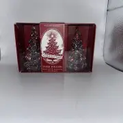 Vintage 2005 Williams Sonoma Crystal Christmas Tree Tiny Tapered Candle Holders