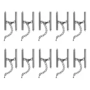 10Sets Slide on End Clasps, 40mm Tube Slider Crimp Cord Ends, Metallic Black