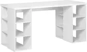 [Artiss] Computer Desk 150cm Length White Office Laptop Desks Shelf Study Student Table, Home Furniture for Room, 6 Storage Shelves Honeycomb Board Desktop