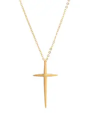 Eye Candy LA Titanium Double Cross Pendant Necklace