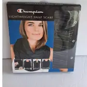 Champion Light Wear Snap Scarf New In Box Black/Grey Soft Knit Versitale Gifts