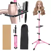 50" Adjustable Wig Stand Mannequin Head Stand w/ Tool Tray for Hairdressing