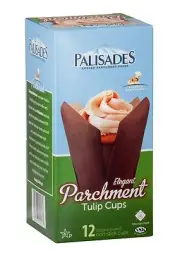 Baking Cups Non Stick Tulip 72 Pack Natural Cupcake Muffin Paper Liners